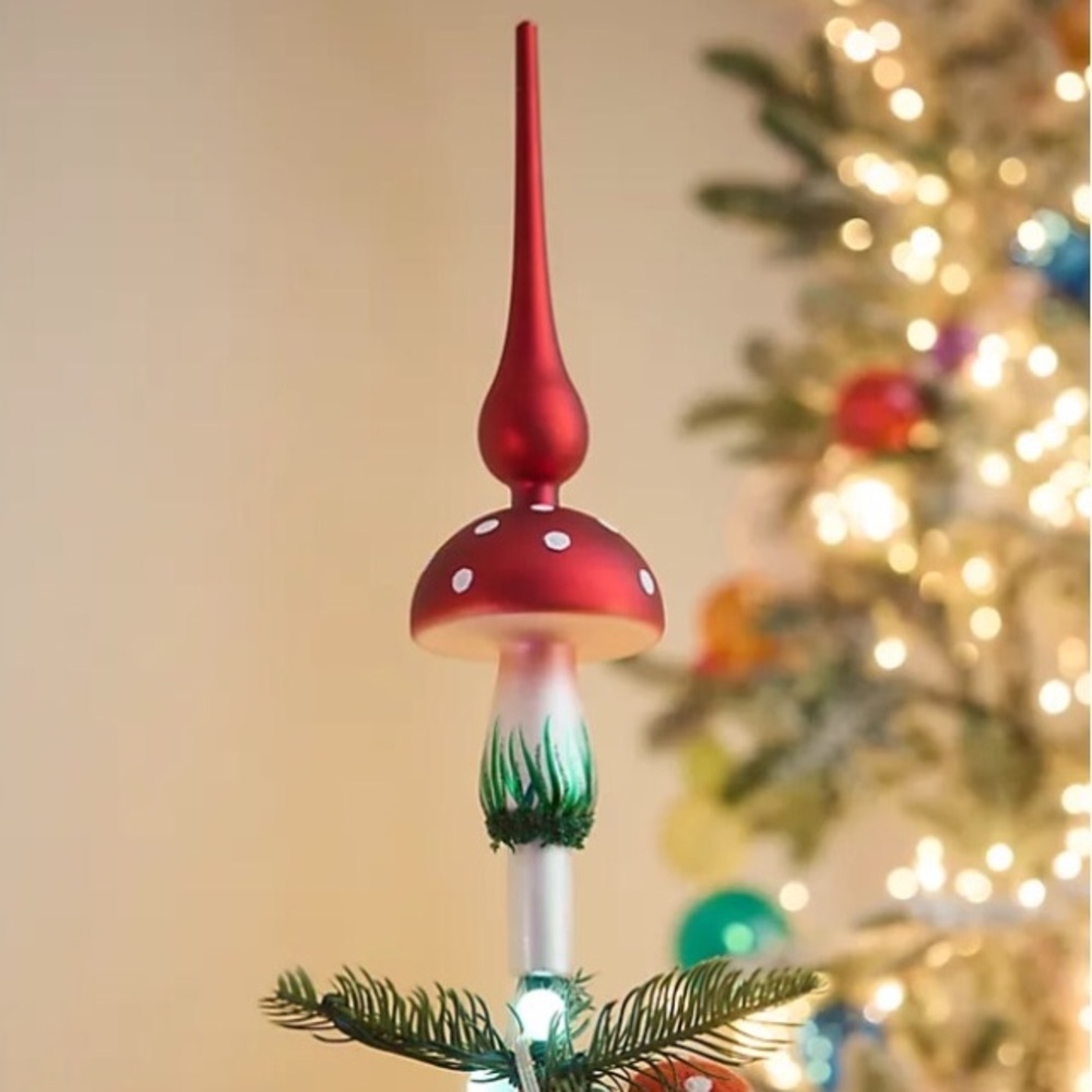 Anthropologie Glass Tree Topper Mushroom New In Box New With Tag - Picture 3 of 7